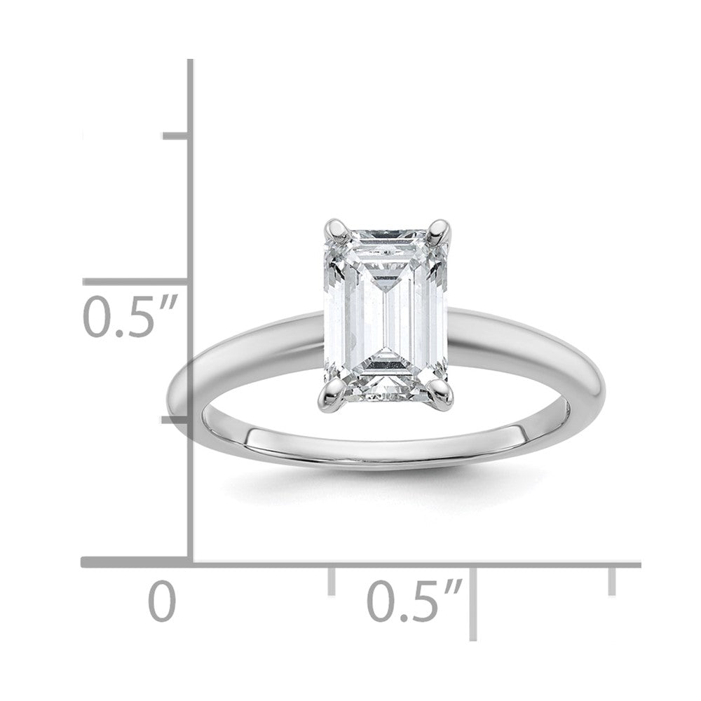 14k White Gold 1 1/2 carat Lab Grown Diamond VS+ F+ Emerald Solitaire Complete Engagement Ring