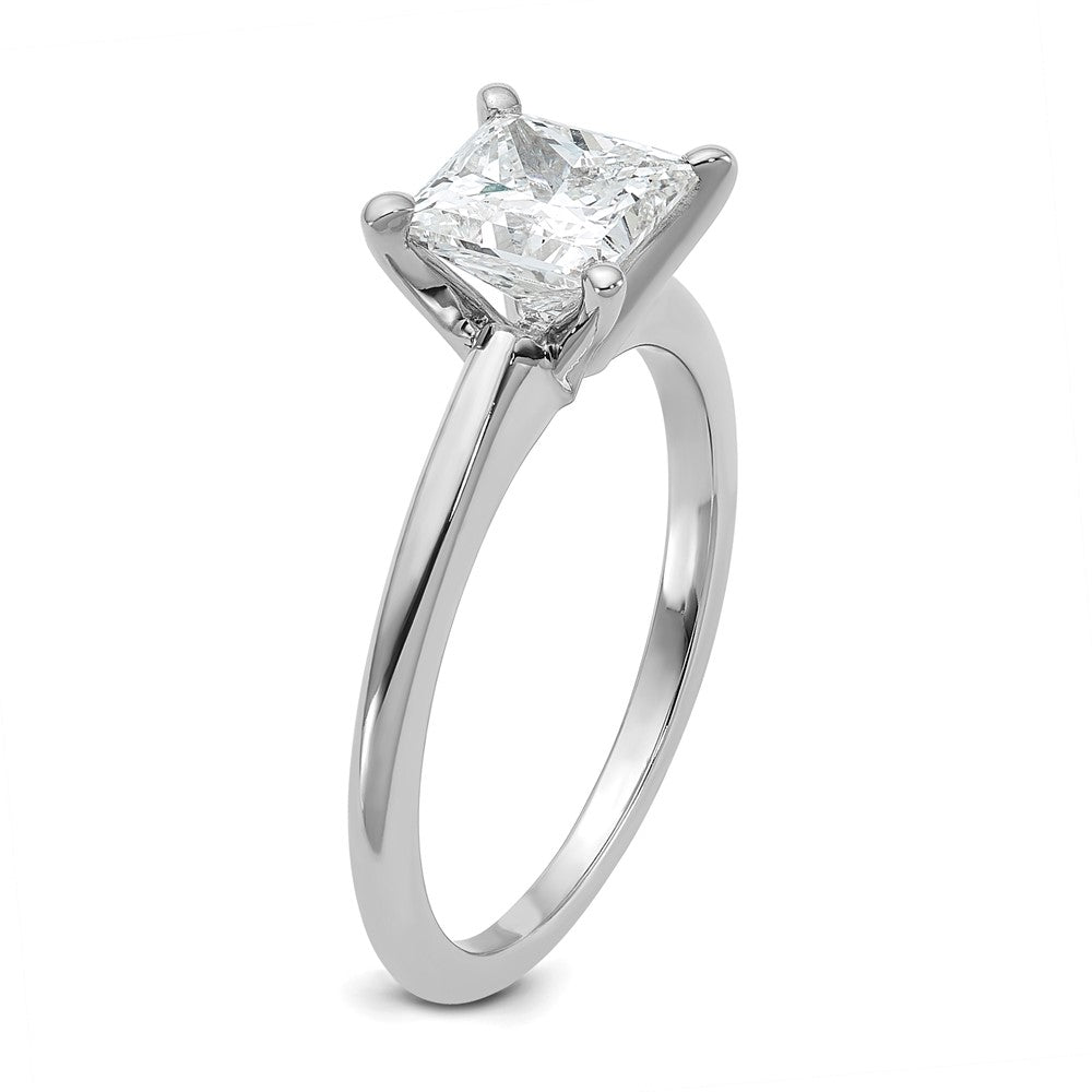 14k White Gold 1 1/2 carat Certified Lab Grown Diamond VS+ F+ Princess Complete Solitaire Engagement Ring
