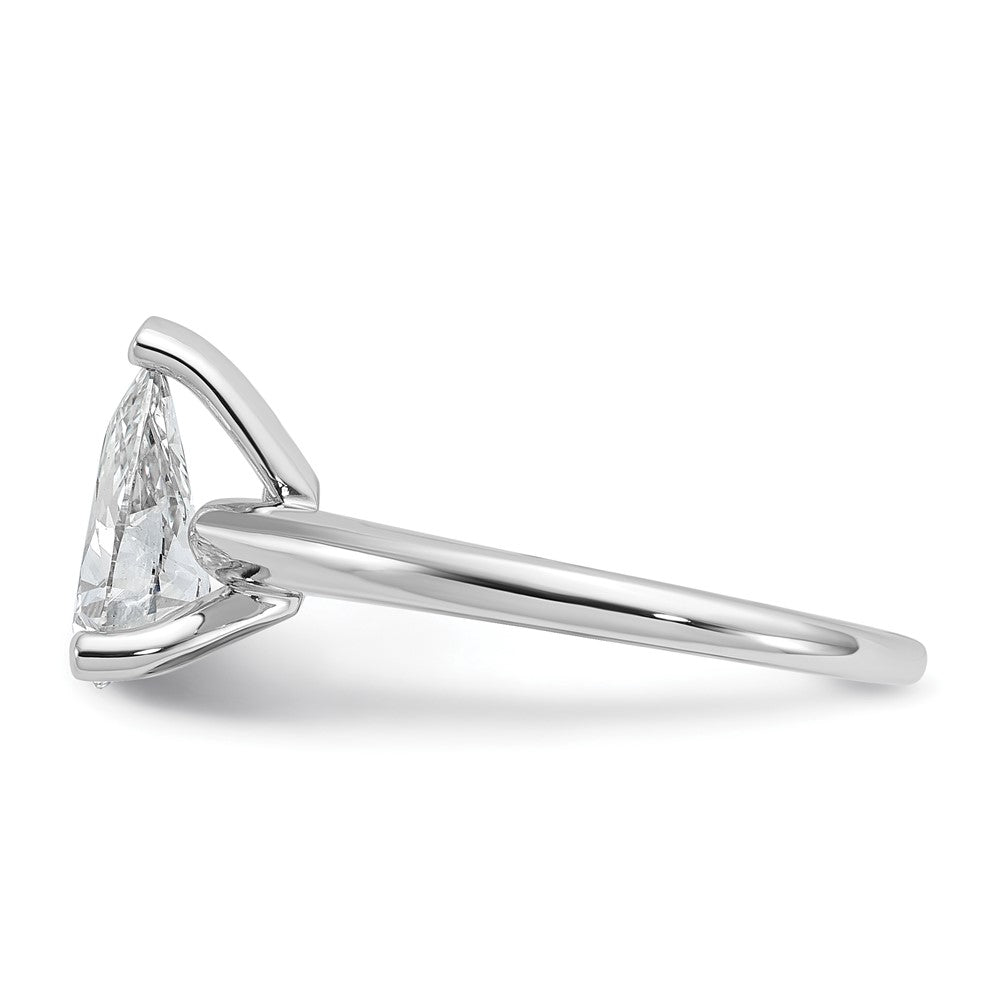 14k White Gold 1 1/2 carat Certified Lab Grown Diamond VS/SI+ G+ Pear Solitaire Complete Engagement Ring