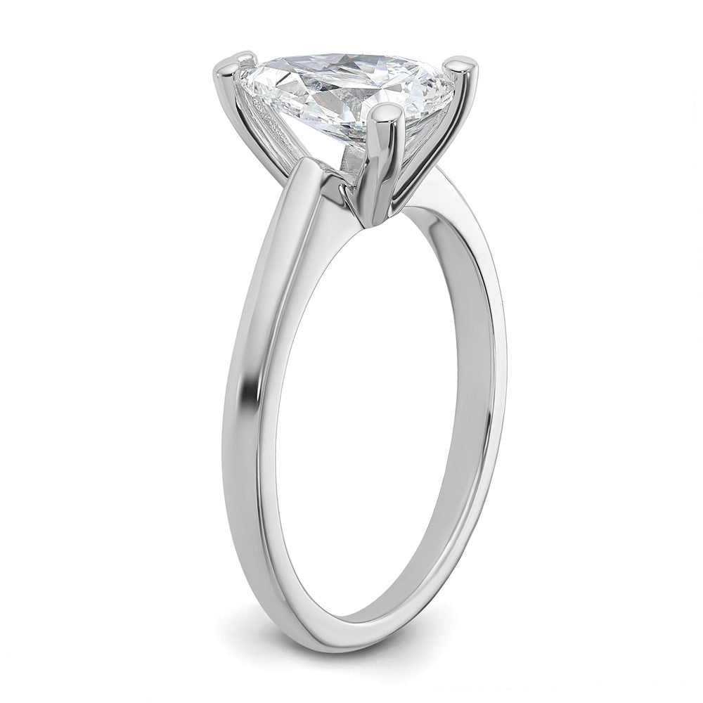14k White Gold 1 1/2 carat Lab Grown Diamond VS+ F+ Pear Solitaire Complete Engagement Ring