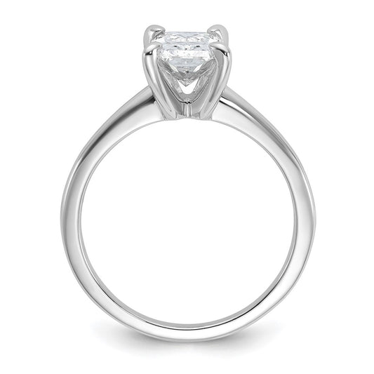 14k White Gold 1 1/2 carat Lab Grown Diamond VS+ F+ Radiant Solitaire Complete Engagement Ring