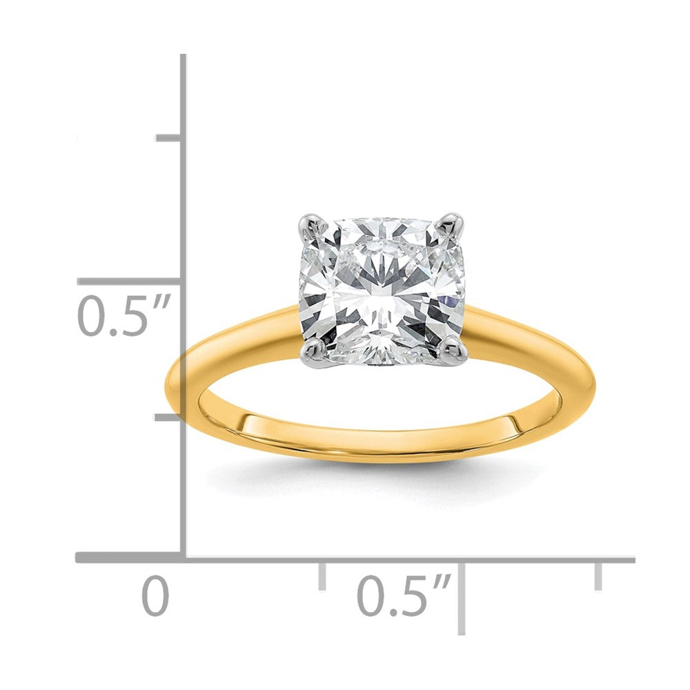 14k Two-tone 2 carat Certified Lab Grown Diamond VS+ F+ Cushion Complete Solitaire Engagement Ring