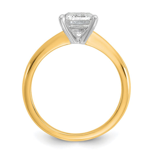 14k Two-tone 2 carat Certified Lab Grown Diamond VS/SI+ G+ Emerald Solitaire Complete Engagement Ring