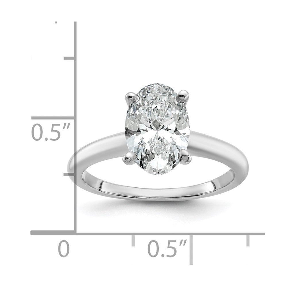 14k White Gold 2 carat Lab Grown Diamond VS+ F+ Oval Complete Solitaire Engagement Ring