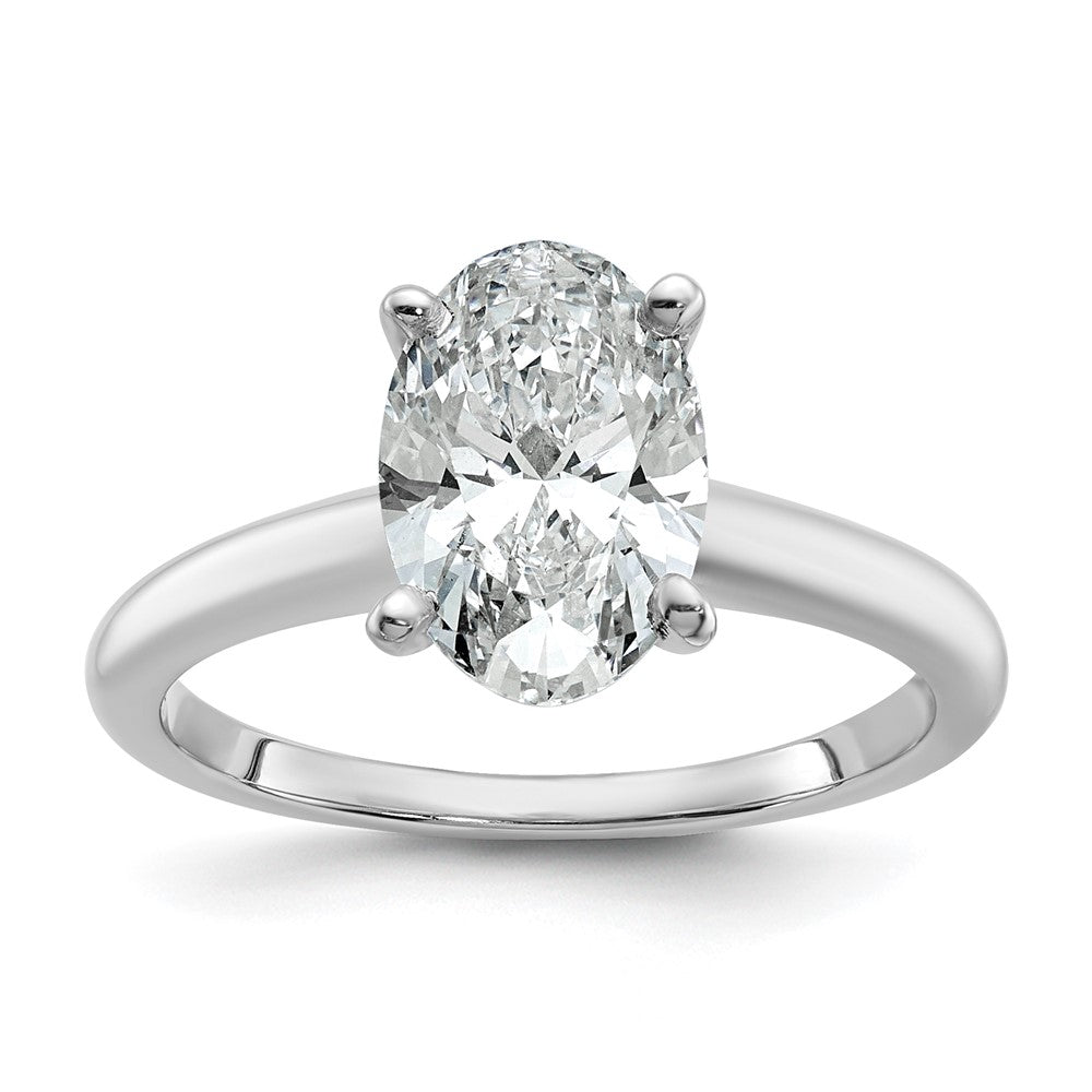 14k White Gold 2 carat Lab Grown Diamond VS/SI+ G+ Oval Complete Solitaire Engagement Ring