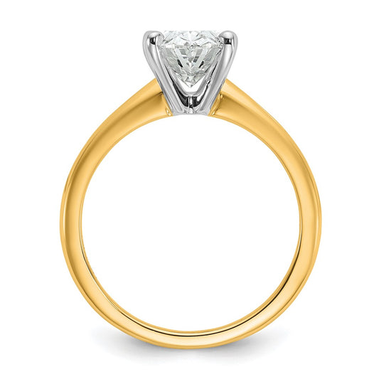 14k Two-Tone 2 carat Lab Grown Diamond VS+ F+ Oval Complete Solitaire Engagement Ring