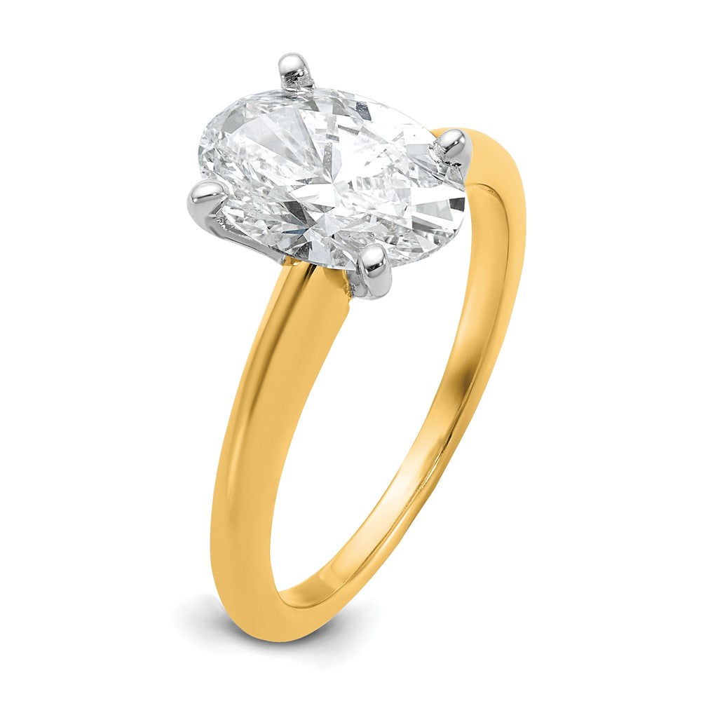 14k Two-Tone 2 carat Lab Grown Diamond VS/SI+ G+ Oval Complete Solitaire Engagement Ring