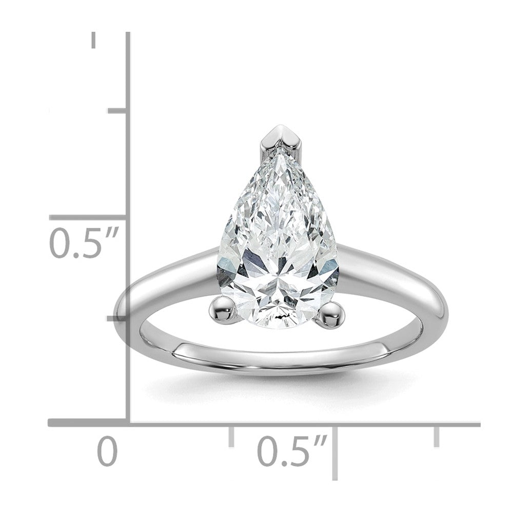 14k White Gold 2 carat Certified Lab Grown Diamond VS/SI+ G+ Pear Solitaire Complete Engagement Ring