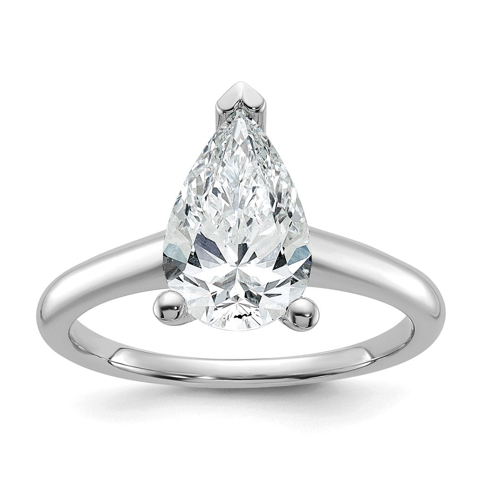 14k White Gold 2 carat Certified Lab Grown Diamond VS/SI+ G+ Pear Solitaire Complete Engagement Ring