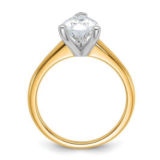 14k Two-tone 2 carat Lab Grown Diamond VS+ F+ Pear Solitaire Complete Engagement Ring