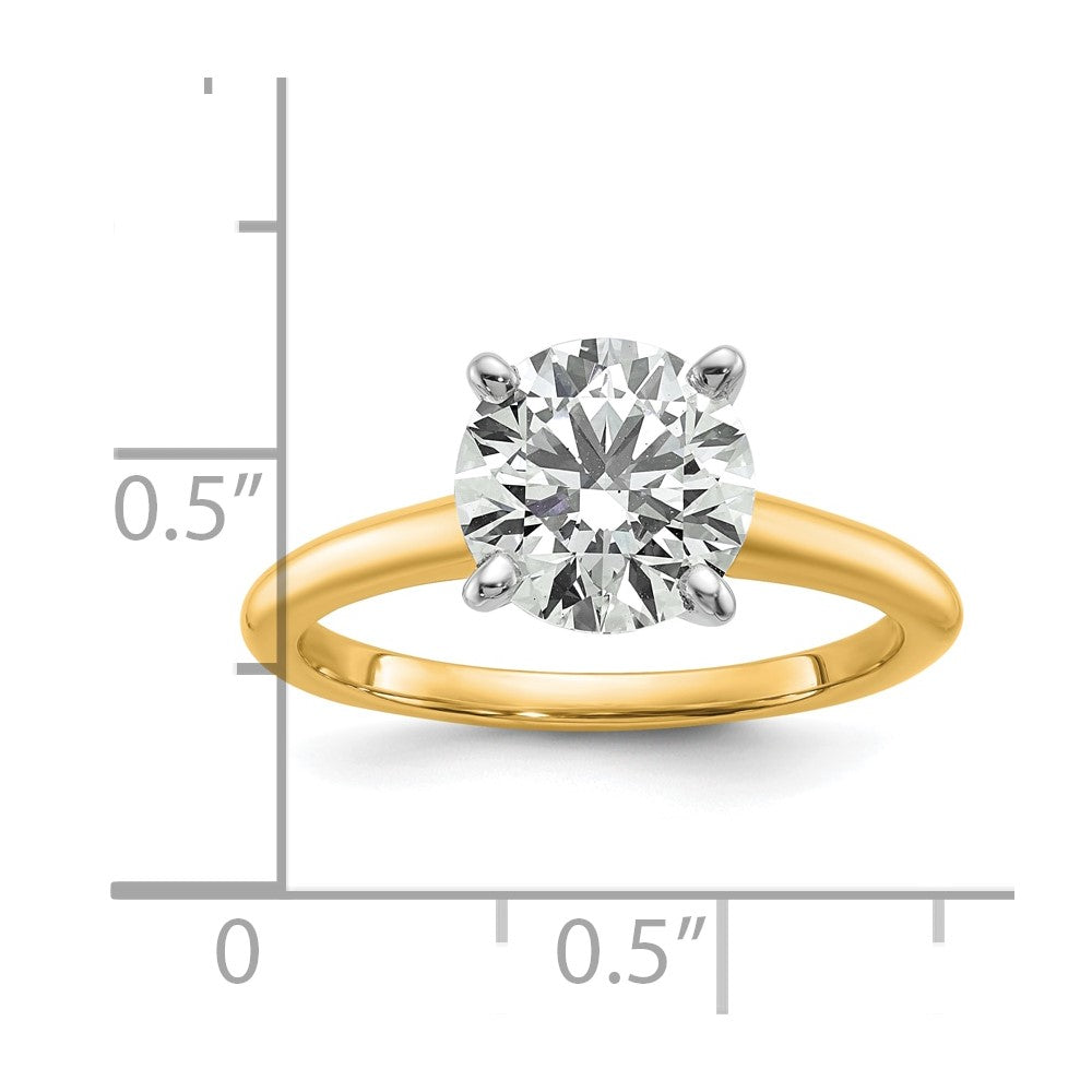 14k Two-Tone 2 carat Certified Lab Grown Diamond VS+ F+ Round Complete Solitaire Engagement Ring