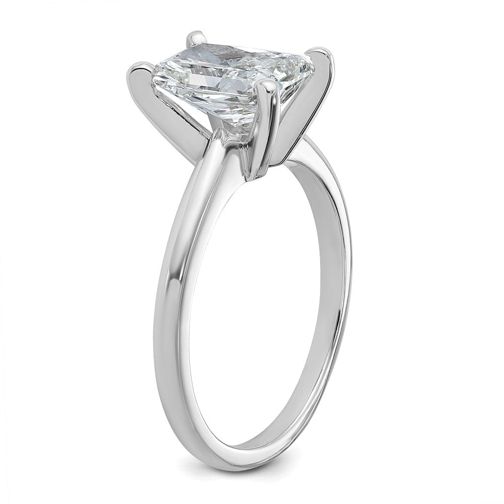 14k White Gold 2 carat Lab Grown Diamond VS/SI+ G+ Radiant Solitaire Complete Engagement Ring
