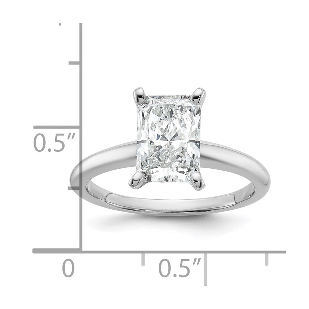 14k White Gold 2 carat Lab Grown Diamond VS/SI+ G+ Radiant Solitaire Complete Engagement Ring