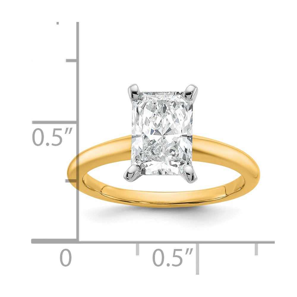 14k Two-tone 2 carat Lab Grown Diamond VS+ F+ Radiant Solitaire Complete Engagement Ring