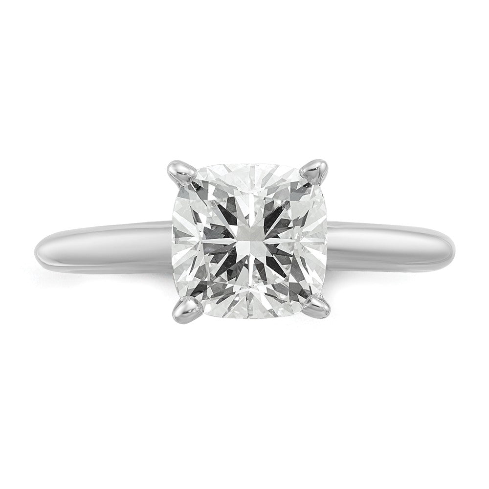 14k White Gold 2 1/2 carat Certified Lab Grown Diamond VS/SI+ G+ Cushion Complete Solitaire Engagement Ring