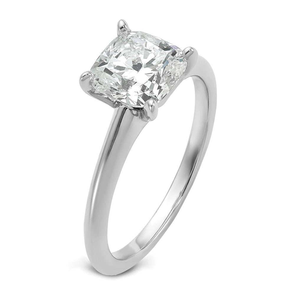 14k White Gold 2 1/2 carat Certified Lab Grown Diamond VS/SI+ G+ Cushion Complete Solitaire Engagement Ring