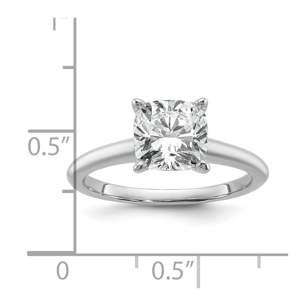 14k White Gold 2 1/2 carat Lab Grown Diamond VS/SI+ G+ Cushion Complete Solitaire Engagement Ring