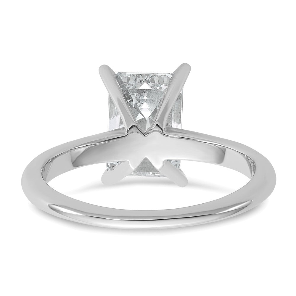 14k White Gold 2 1/2 carat Certified Lab Grown Diamond VS+ F+ Emerald Solitaire Complete Engagement Ring