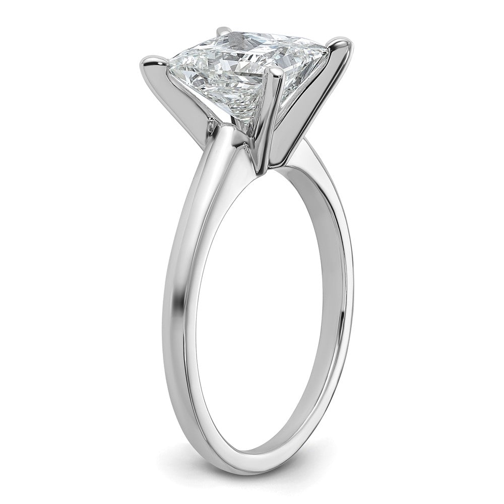 14k White Gold 2 1/2 carat Lab Grown Diamond VS/SI+ G+ Princess Complete Solitaire Engagement Ring