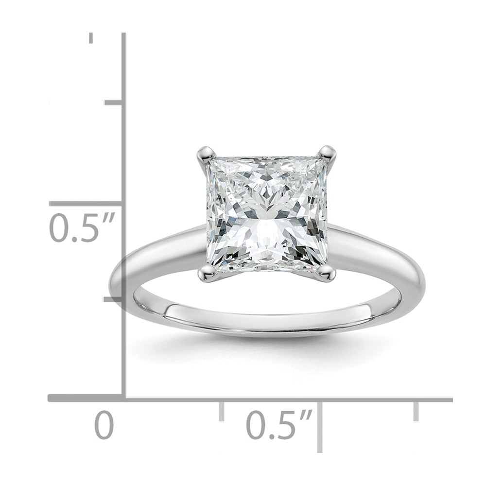 14k White Gold 2 1/2 carat Lab Grown Diamond VS/SI+ G+ Princess Complete Solitaire Engagement Ring