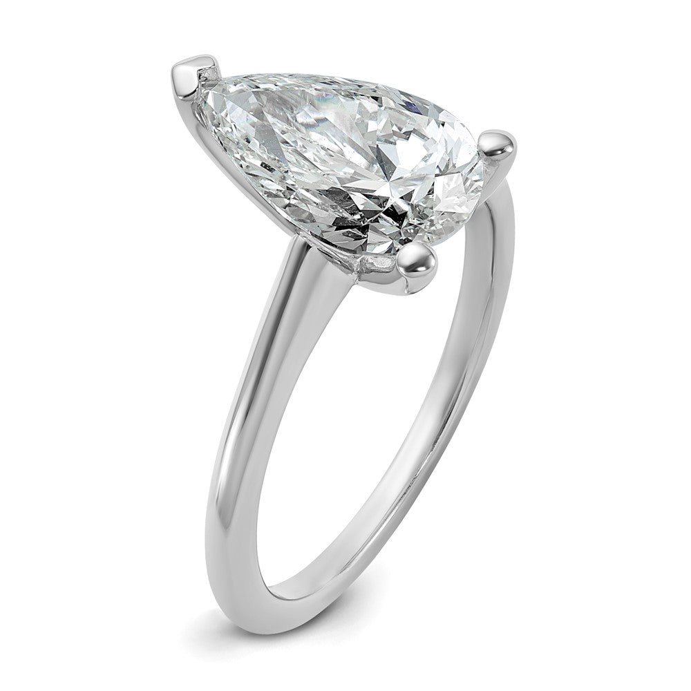 14k White Gold 2 1/2 carat Certified Lab Grown Diamond VS/SI+ G+ Pear Solitaire Complete Engagement Ring