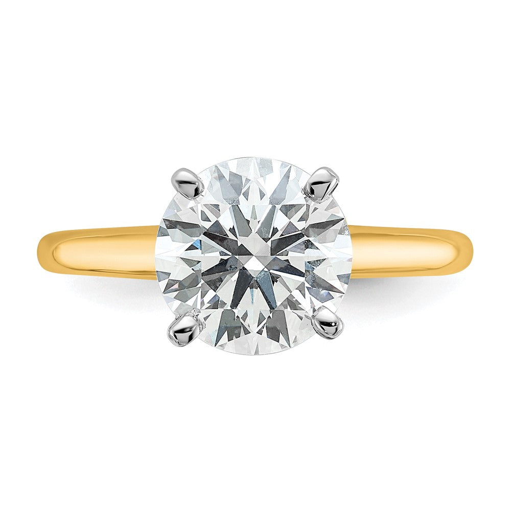 14k Two-Tone 2 1/2 carat Lab Grown Diamond VS/SI+ G+ Round Complete Solitaire Engagement Ring