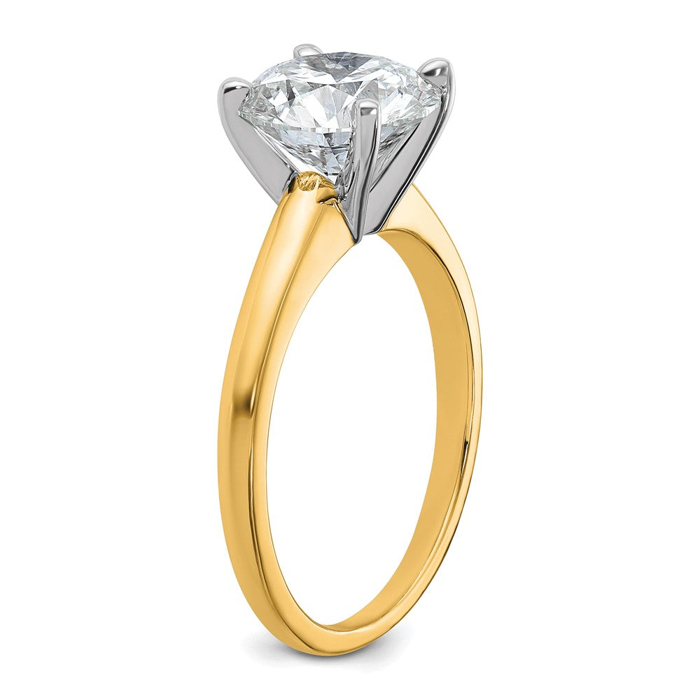 14k Two-Tone 2 1/2 carat Lab Grown Diamond VS/SI+ G+ Round Complete Solitaire Engagement Ring