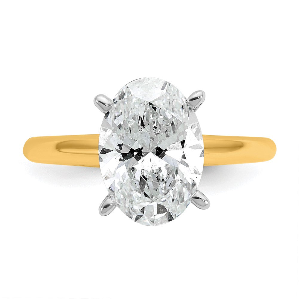 14k Two-Tone 3 carat Certified Lab Grown Diamond VS/SI+ G+ Oval Complete Solitaire Engagement Ring