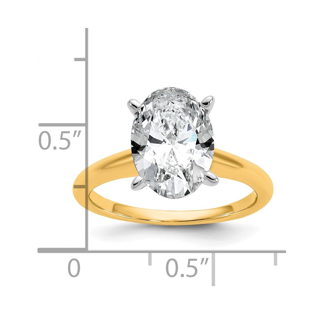 14k Two-Tone 3 carat Certified Lab Grown Diamond VS/SI+ G+ Oval Complete Solitaire Engagement Ring