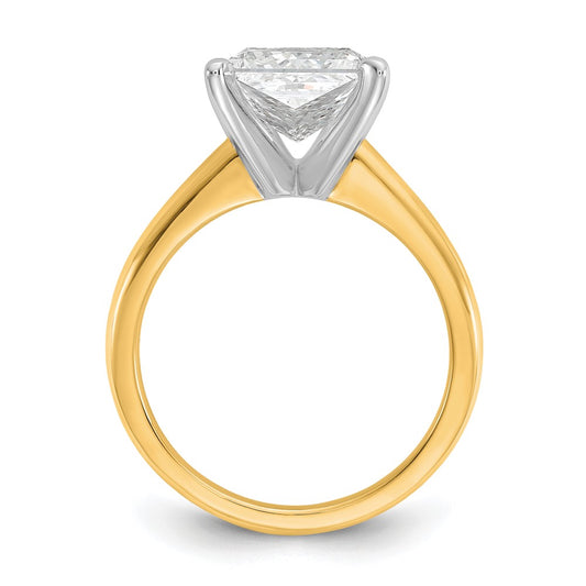 14k Two-tone 3 carat Lab Grown Diamond VS/SI+ G+ Princess Complete Solitaire Engagement Ring