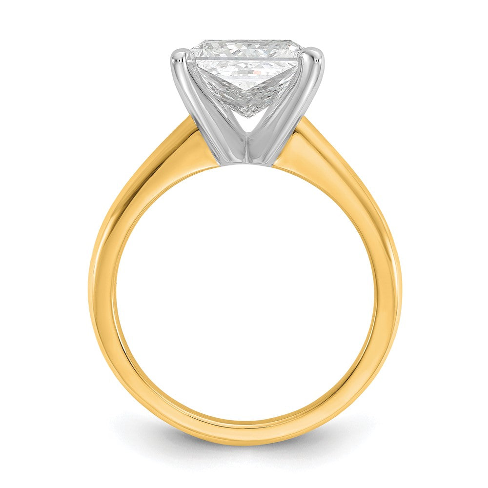 14k Two-tone 3 carat Certified Lab Grown Diamond VS/SI+ G+ Princess Complete Solitaire Engagement Ring