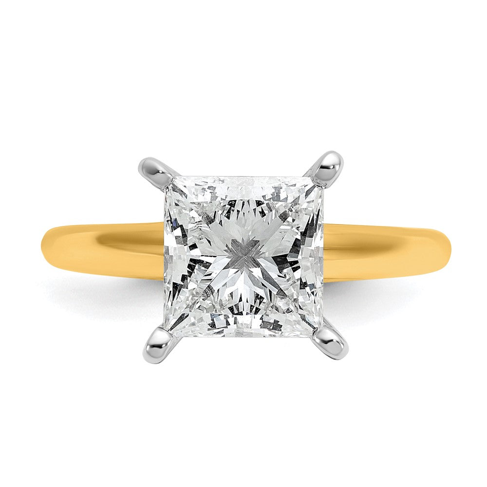 14k Two-tone 3 carat Lab Grown Diamond VS/SI+ G+ Princess Complete Solitaire Engagement Ring