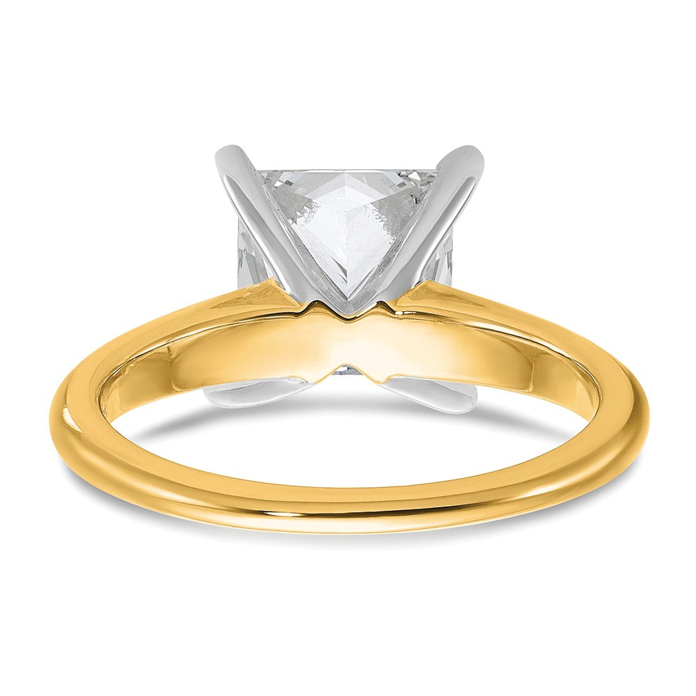 14k Two-tone 3 carat Lab Grown Diamond VS/SI+ G+ Princess Complete Solitaire Engagement Ring