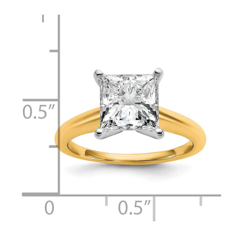 14k Two-tone 3 carat Certified Lab Grown Diamond VS/SI+ G+ Princess Complete Solitaire Engagement Ring