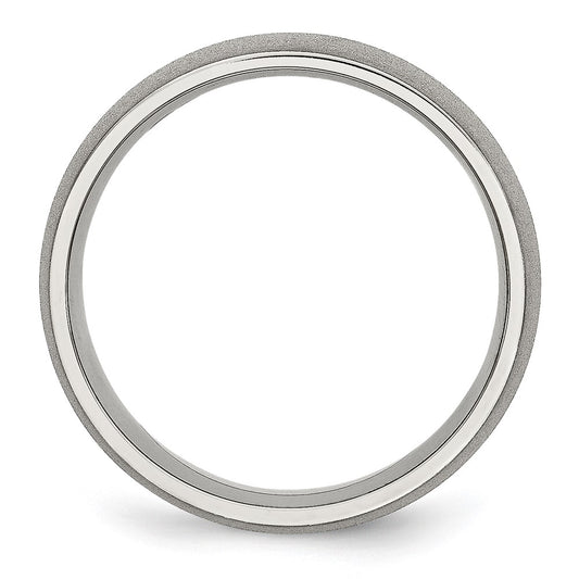 Chisel Stainless Steel Polished with Stone Finish 7mm Band