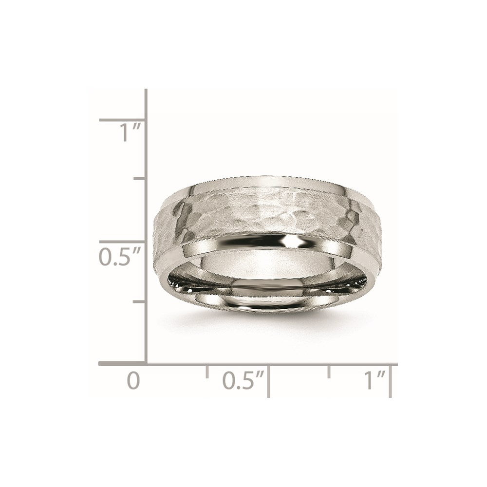 Chisel Stainless Steel Brushed Polished and Hammered 8mm Beveled Edge Band