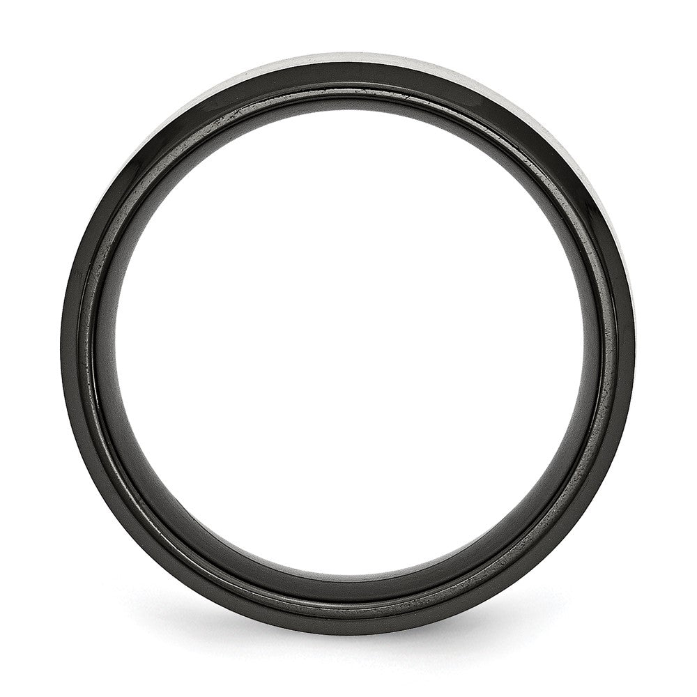 Chisel Stainless Steel Polished Black IP-plated with Brushed Center 8mm Beveled Edge Band