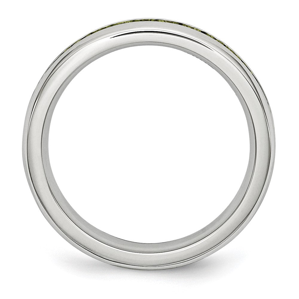 Chisel Stainless Steel Polished 4mm August Light Green CZ Ring