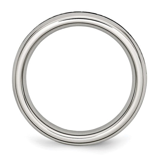 Chisel Stainless Steel Polished 4mm Black CZ Ring