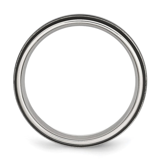 Chisel Stainless Steel Polished Black IP-plated 6mm Grooved Band