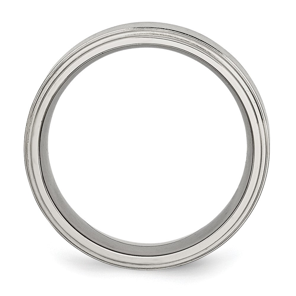 Chisel Stainless Steel Polished with Brushed Center 8mm Ridged Edge Band