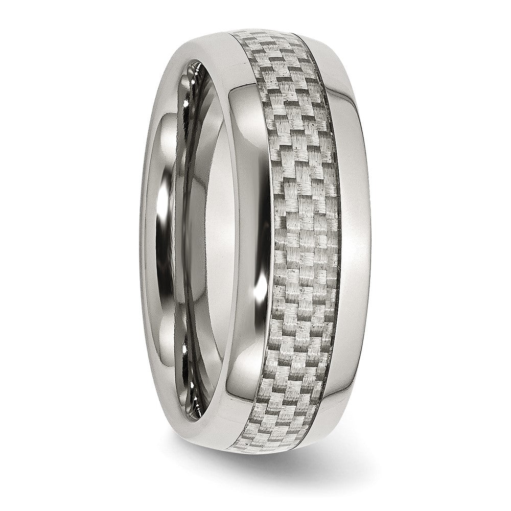 Chisel Stainless Steel Polished with Grey Carbon Fiber Inlay 8mm Band