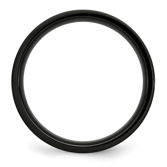 Chisel Stainless Steel Brushed Black IP-plated 5mm Flat Band