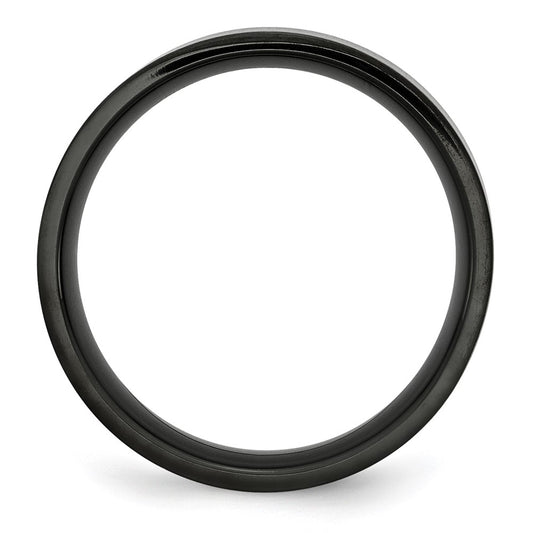 Chisel Stainless Steel Brushed Black IP-plated 6mm Flat Band