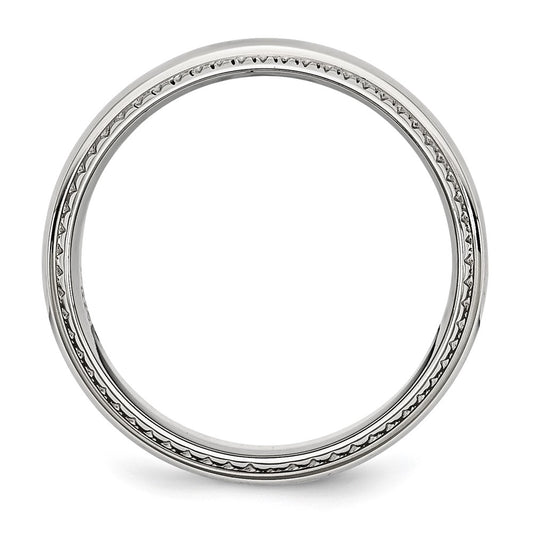 Chisel Stainless Steel Polished 8mm Textured Edged Band