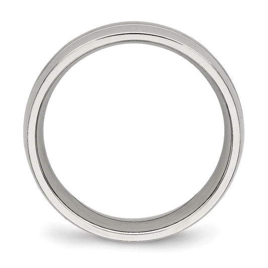 Chisel Stainless Steel Brushed and Polished 6.5mm Grooved Band