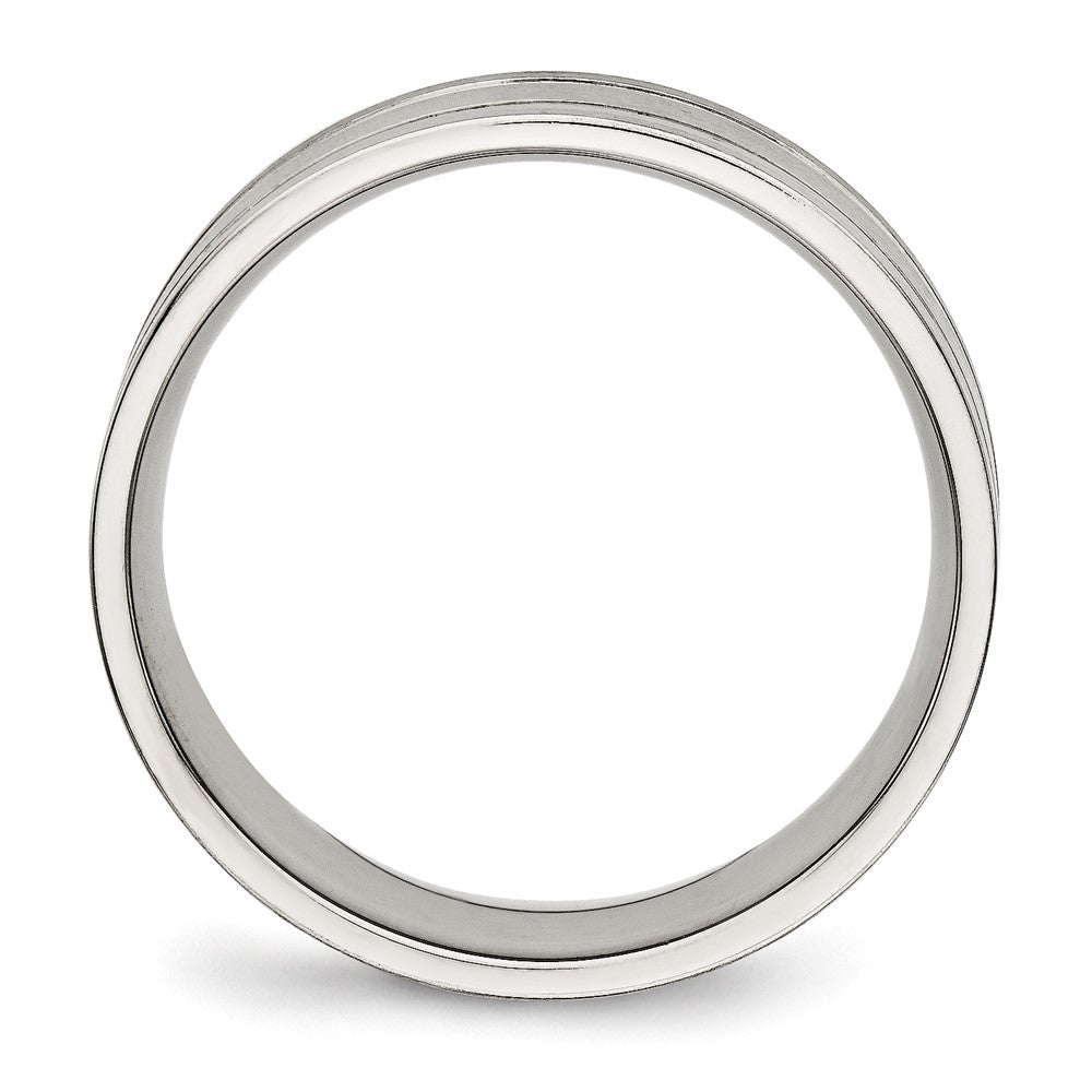 Chisel Stainless Steel Brushed and Polished 6mm Ridged Flat Band