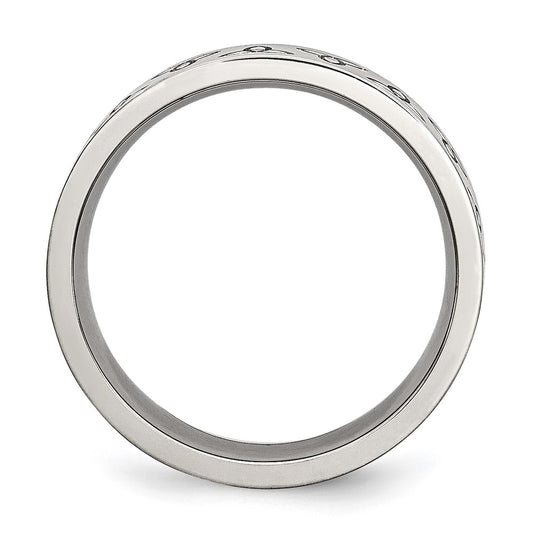 Chisel Stainless Steel Brushed with Engraved Trinity Symbol 6mm Band