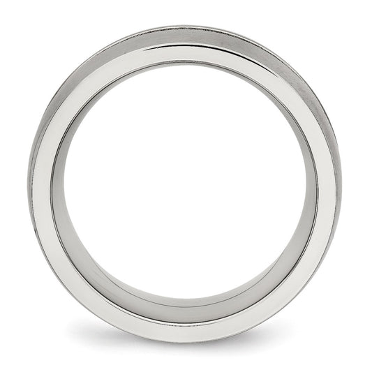 Chisel Stainless Steel Brushed and Polished with CZ 10mm Band