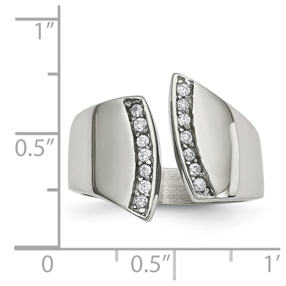 Chisel Stainless Steel Polished CZ Ring